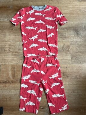 Mini Boden Kids Red Shark-Print Pajama Set
